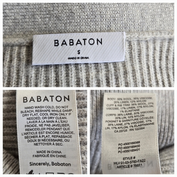 BABATON ARITZIA BESPOKE CARDIGAN WOMENS GRAY BUTTON DOWN (SMALL) - Picture 9 of 9